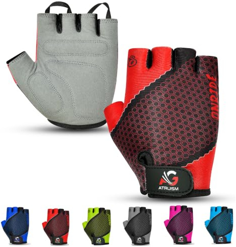 ATRUISM GEAR Kids Bike Gloves, Fingerless Cycling Gloves for Boys & Girls, Ages 2-8, MTB, BMX, Mountain Biking (RED, 6XS (2-5 YEARS))