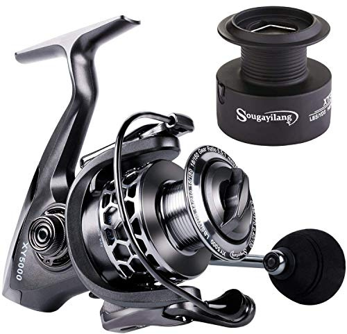 Sougayilang Mulinello da pesca 13+1BB leggero ultra liscio in alluminio con bobina di ricambio gratuita-XY4000