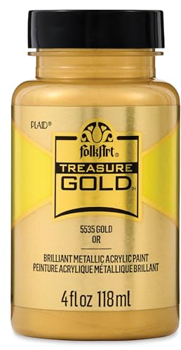 Plaid PE5535 Folk Art Treasure Gold Acrylic Craft Paint, Gold, 2oz