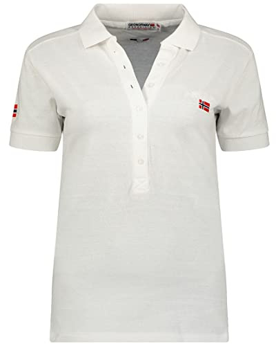 Geographical Norway Kelly Lady - Polo Classica Donna - Cotone A Maniche Corte Casual Button Down Polo Shirt Tops Regular Classic - Abito Ideale Primavera Estate (Bianco bianco L-taglia 3)