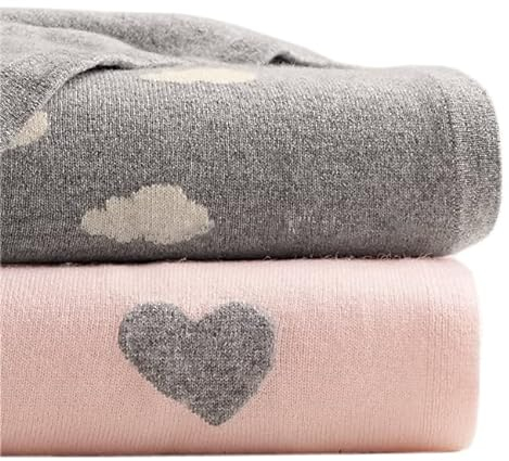 Natureville Merino Wolle Kaschmir Babydecke - Kleinkind Unisex Wolldecken - 4-Jahreszeiten Puckdecke - Erstausstattung für Neugeborene - Geschenke zur Geburt - Grau - 100 x 80 cm