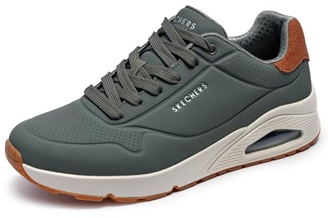 Skechers Uno Suited on AirSneaker pour Homme, Daim châtain Durabuck Dusty Olive, 46 EU