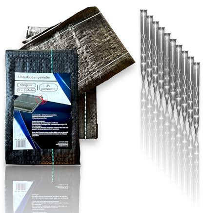 to do home Unkrautvlies - 2x5m - 100g/qm - strapazierfähig und reißfest - UV-abweisend wasserdurchlässig atmungsaktiv - Unterbodengewebe Gartenvlies Unkrautbekämpfung (Unkrautvlies mit 24 Heringen)