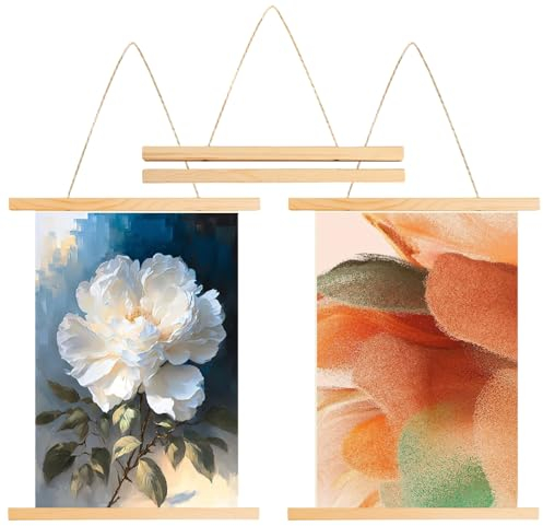 Delamiya 3 Stück A3 Posterleiste Holz, 31cm Magnetisch Bilderleiste, Posterleiste Poster Aufhänger, Posterschiene, Bilderleiste Posterhänger für Poster, Bilderrahmen Kunstwerk, Fotos, Drucke