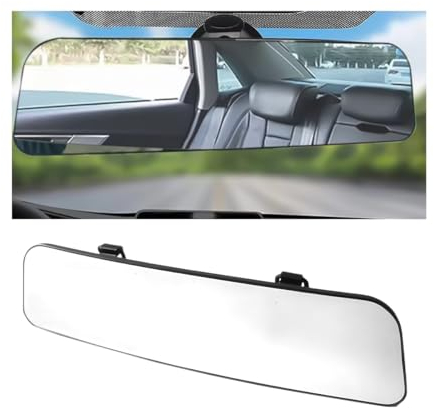 JNNJ Rückspiegel Auto, Anti-Blendung Innenspiegel Large Vision Spiegel, Blendschutz Auto Rückspiegel Zum Aufstecken Weitwinkel Spiegel Für Autos, SUV(Weißer Spiegel)