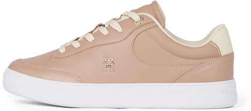 Tommy Hilfiger Women's Essential Chic Leather Court Trainers, Brown (Claystone), 7