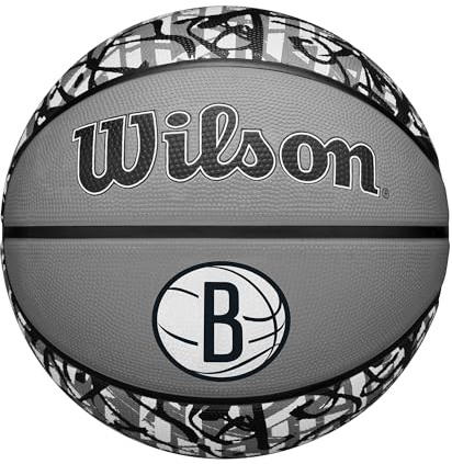 WILSON NBA Team Graffiti Basketball - Brooklyn Nets, Size 7-29.5