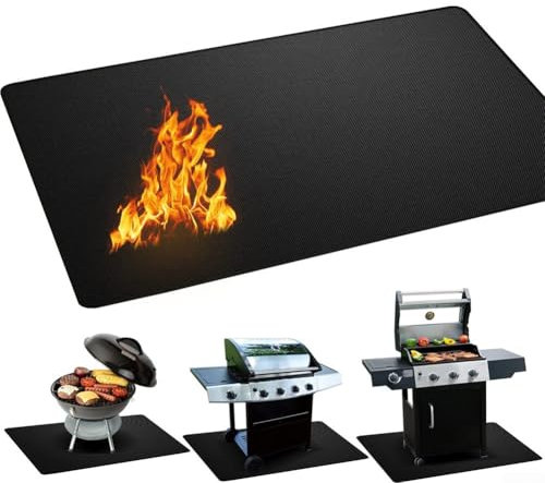 Manta ignífuga, alfombra de chimenea resistente al fuego, protector de piso resistente al calor para barbacoa, protector de patio, alfombra protectora de suelo, negro (100 x 180 cm)