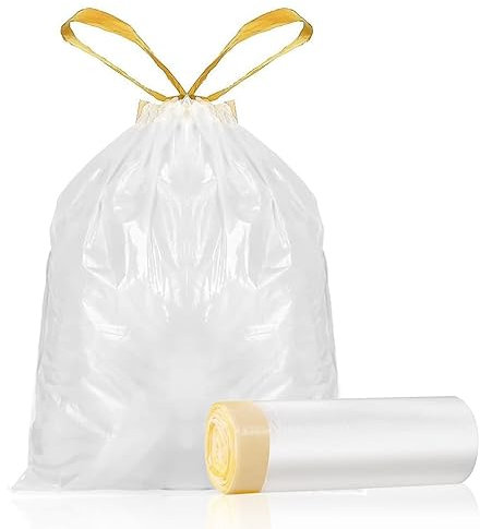 Bin Bags 50 Litre Bin Liners Pack of 15 Heavy Duty Rubbish Garbage Bags Strong Refuse Sacks Thick Plastic Trash Bags with Tie Tape Drawstring Handles Everyday Use, Household, Office & Kitchen Waste