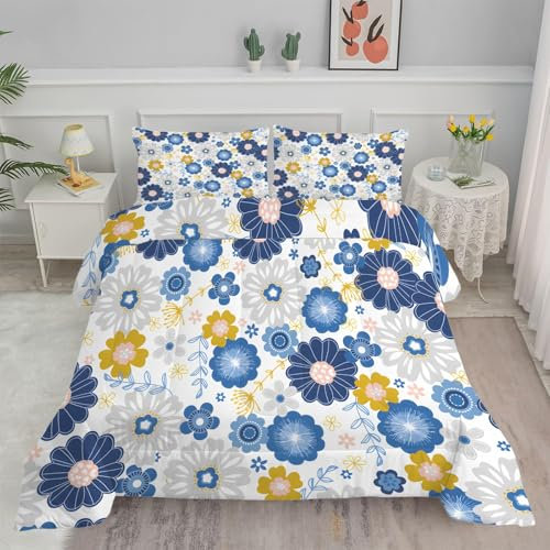 Linfye Bettdecke 155x220 4 Jahreszeiten Mehrfarbige Blumen Bettbezug Ganzjahresdecke 155x220 Bettdecke Waschbar Bettdecke Ohne Bezug Nutzbar Mikrofaser Steppdecke Schlafdecke BC142
