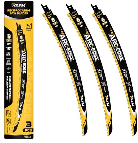 TOLESA Lames de Scie Sabre Bois à Dents Japonaises 380mm, 3 Lames Courbées 6 TPI pour Élagage et Découpe de Bois Dur​