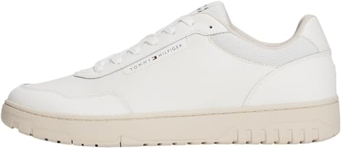 Tommy Hilfiger Uomo Sneakers con Suola Preformata Basket Core Profilo Basso, Bianco (Ecru), 45