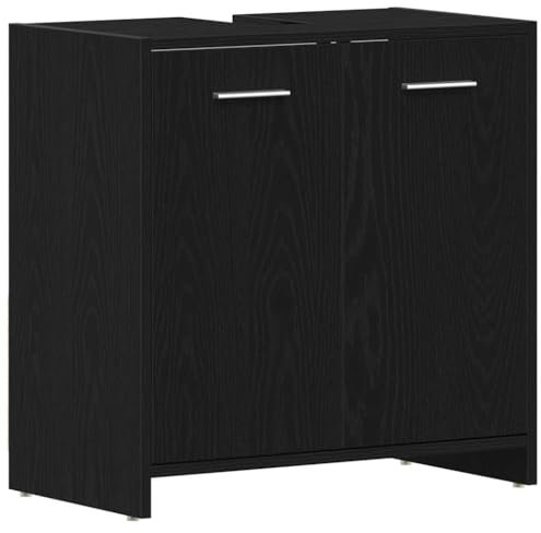 vidaXL Armoire lavabo de Salle de Bain chêne Noir 60x33x60 cm, Meuble de lavabo, Meuble sous Vasque de Salle de Bain, Meuble de Toilette