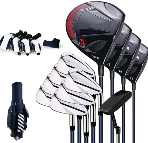 CFDZCP Complete Beginner Golf Club Set Pack Of 12, Women Men'S Golf Package Set, Right Hand, Carbon Shaft, 3 Woods + 7 Irons + 1 Putter + 1 Irons + Golf Bag