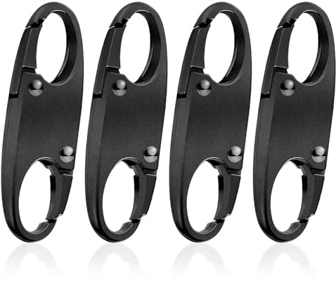 4 Reißverschlussverschlüsse für Rucksäcke, Diebstahlschutz, abnehmbare Reißverschlussclips, kleine Reißverschlussclips, Karabiner zum Trennen, für Reisen, Camping und Outdoor (Schwarz)