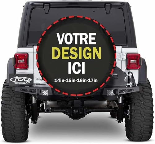 Housse Roue de Secours Personnalisable Housses de Pneu personnalisé avec Photo Texte Logo Photo Protecteurs de Roue universels Anti-poussière pour remorque SUV RV SUV 14 inch