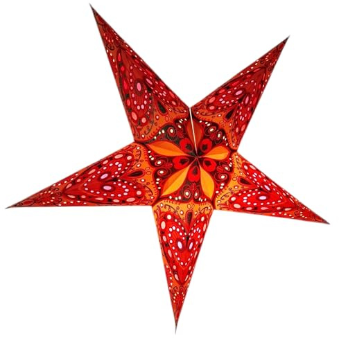 YEPSIO Pantalla de farol de papel con forma de estrella, grande, 60 cm, decoración colgante para Navidad, boda, decoración del hogar, fiesta de cumpleaños, estrella plegable de 5 puntas (naranja