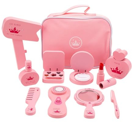 SZLIFE Ensemble de Maquillage pour Enfants, Coiffeuse En Bois, Jouet de Maquillage