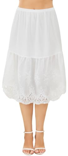 Sopesil Underkjol, halvunderkjol, bomull, underklänning, underkjol, A-linje, elastisk midja, midi, underkjol, med spetsbroderi, för klänningar, S-XXL