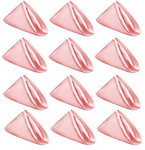 Pink Cloth Napkin Set of 12,Polyester Table Napkins Cloth Washable, Soft Reusable Napkin for Everyday Use Dining Table,Restaurant,Wedding, Thanksgiving and Christmas(20 x 20,Pink)…