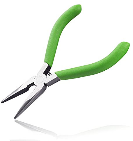LEONTOOL 5.5-Inch Long Nose Pliers With Wire Cutter - Smooth Flat Jaws Chain Nose Pliers for Jewelry Making and Repair