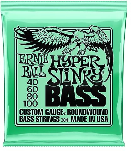 Ernie Ball Cuerdas para bajo eléctrico Hyper Slinky Nickel Wound, calibre 40-100
