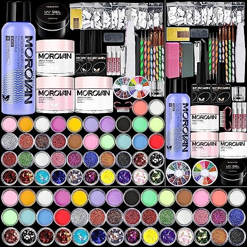 Kit Uñas Acrilicas Morovan - Polvo Acrilico Para Uñas De 3 Colores Y Polvo Acrilico De 42 Colores Con Todo Cepillo De Uñas Acrilico Tips De Uñas Nail Art Suministros Kit De Uñas Acrilicas Completo