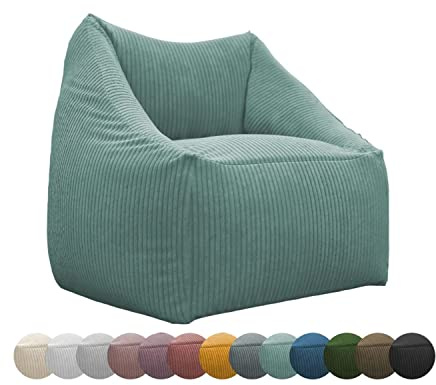 chilly pilley Mini Puf para Sillón Cojín De Suelo para Niños Cojín De Asiento Cojín De Jardín con Respaldo (Turquesa)