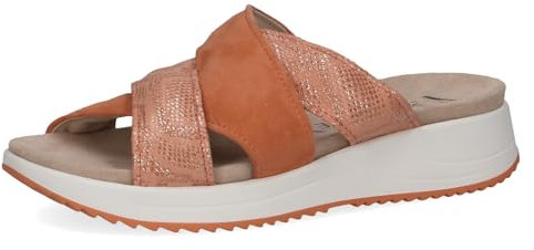 CAPRICE Damen Pantoletten aus Leder Glitzer, Orange (Orange Comb), 40 EU