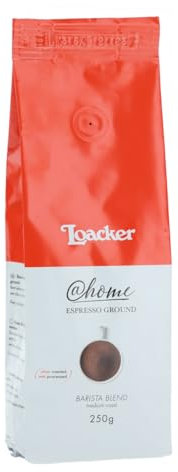 Loacker, Caffè Macinato Espresso, Moka Ricco e Corposo con Miscela di 100% Arabica, Ideale per Caffè Americano, Aroma Morbido e Delicato, 1 Confezione da 250g