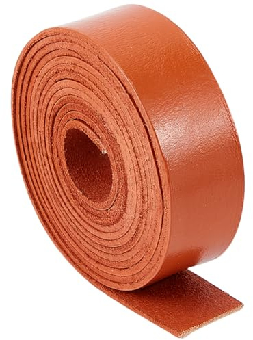 GORGECRAFT 25mm Wide Genuine Leather Strap 79 Long Flat Leather Cord 2mm Thick Cowhide Leather Strips Braiding Thread Rope for Bracelets Jewelry Making Collars Guitar Belts DIY Crafts, Saddle Brown
