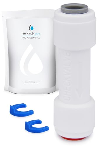 smardy Rückschlagventil 1/4 (6,35mm), Rückflussverhinderer, Check-Valve, Quick-Fitting für Osmoseanlage, SBS Kühlschrank Filter und Wasserfilter