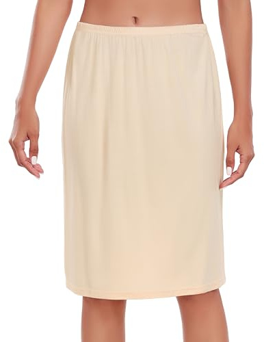 Wikoan Sottogonna da Donna, Corte Sottoveste da Donna con Sottoveste Morbide per Abiti Beige,XXL