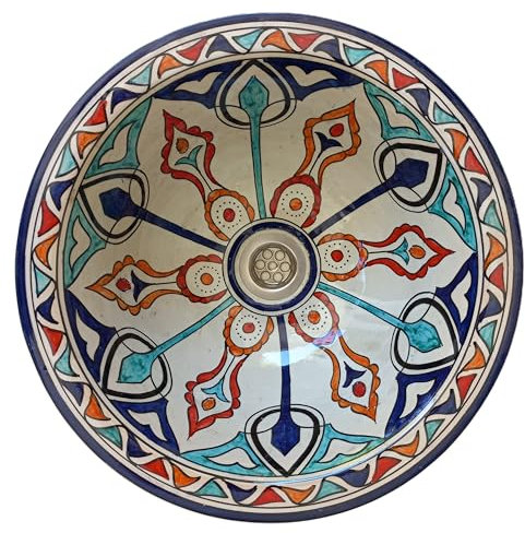 Vasque céramique ronde Marocaine à encastrer ou a poser 35 cm évier lave main lavabo salle de bain V17
