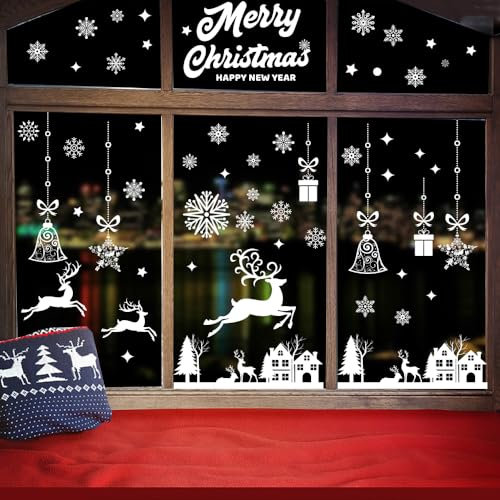 Immagini per Finestre Natalizie, 9 Designs di Finestre con Fiocchi di Neve in PVC