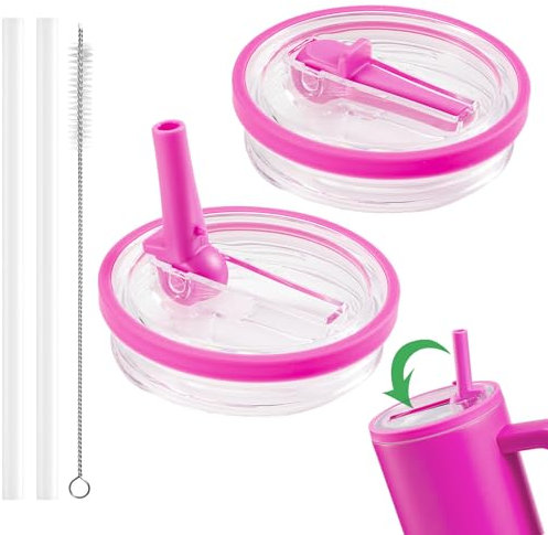 2 tapas de repuesto para vasos de 40 oz para accesorios Stanley, reutilizables, a prueba de fugas, tapa a prueba de vuelco, taza con tapa de repuesto, accesorios Stanley Cup (rojo rosa)