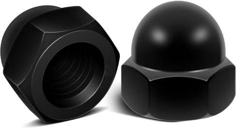 ORTAVA 20 tuercas de sombrerería M8 de acero inoxidable, tuercas de tapa DIN1587, de forma alta, acero inoxidable, A2, V2A, hexagonales, para tornillos, barras roscadas y pernos roscados (negro)