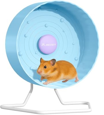 8.4 Silent Hamster Wheel, Non-Slip Track, Exercise, Release Stress, Relieve Anxiety, Adjustable Height Stand, for Syrian Dwarf Hamster, Gerbil, Mice, Other Small Medium Sized Pets, Blue