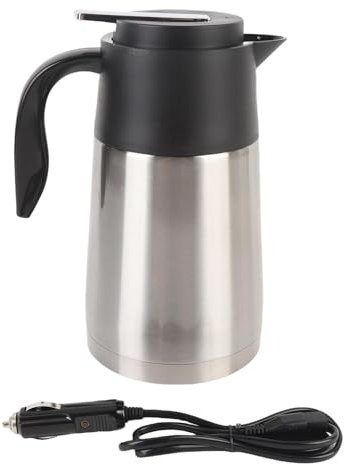 Electric Travel Kettle, 12V Car Coffee Warmer Kettle 1300ML Car Water Heater Boiler 304 Stainless Steel Hot Water Heater Portable Water Boiler Heated Travel Mug for Travel