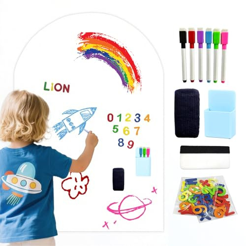 40 x 32 Magnetic Chalkboard Arch Contact Paper for Wall Peel and Stick Self Adhesive Whiteboard Chalk Board Wall Decal Wallpaper Sticker Roll with Marker Pen for Home School