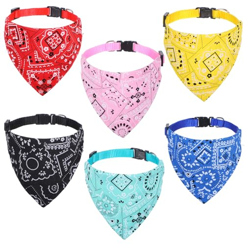 6 Stück Halstuch Hund Klein Bandana Kopftücher Hundehalstuch mit Halsband Verstellbare Hund Halstuch Hundehalsband für Katzen Welpen Kleine Hunde Hundehalstüch Katzen