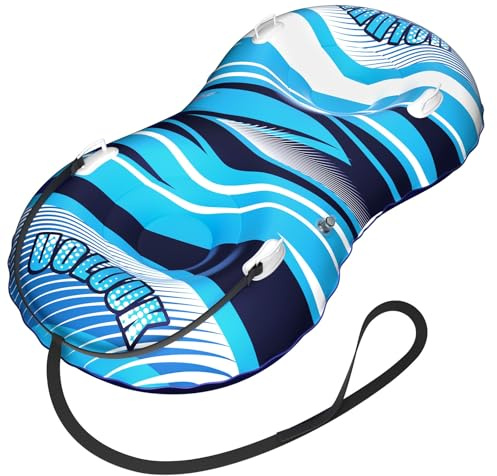 UOLUUK Snow Tube mit Zugseil, 2-Personen robuster aufblasbarer Rodel für Kinder und Erwachsene Premium abriebfester verdickter Boden Rodelschläuche für den Winter im Freien Doppel-Reparatur-Set im