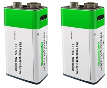 9V 650mAh Lithium Rechargeable Battery USB Charging Li-ion Square Battery for Toy Remote Control KTV Microphone(2 Pcs Battery)
