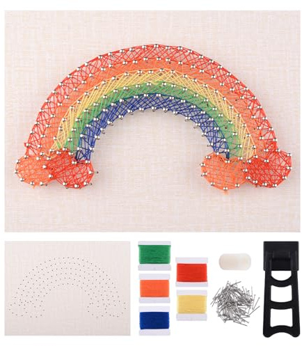 URROMA Kit de arte de cuerda para adultos, kit de manualidades arcoíris 3D para adultos, kit de pasatiempos para decoración de pared, suministros de arte para Navidad, decoración de pared del hogar