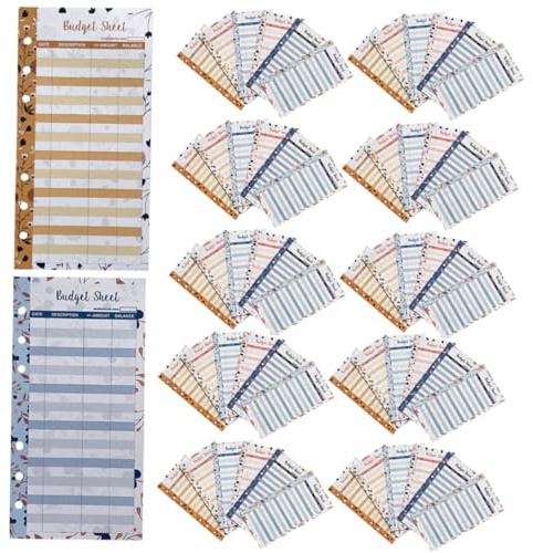 Angoily 100 feuilles Budget Perforées Portables Papiers Pratiques pour Budget Ménager Accèssoires de Planification Quotidiennes Format Recharge pour Classeur Couleur Couleur Aléatoire