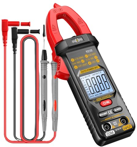 Pinza Amperimétrica Digital,Probador Eléctrico Inteligente 4000 Cuentas,Medidor de Pinza Digital Auto Rango para Corriente Voltaje Eléctrico Taller Industrial Garage Hogar Electricista | Uso en Hogar
