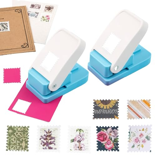 OTCRAFT Set di 2 punzoni rettangolari da 2,5 x 20,3 cm, punzonatrice a leva rettangolare smerlata, per lavori con carta, scrapbooking, biglietti fai da te, artigianato, forniture (argento)