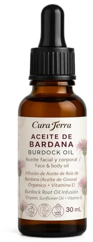 Aceite de Raíz de Bardana – Infusión en Aceite de Girasol Orgánico con Vitamina E | Aceite Facial y Corporal Natural | 30 ml