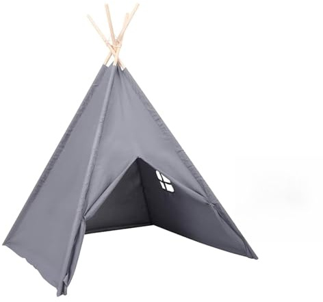 Tienda de campaña para niños Homelen vidaXL, 120 x 120 x 150 cm, piel de melocotón gris, madera de pino con bolsa para habitación infantil