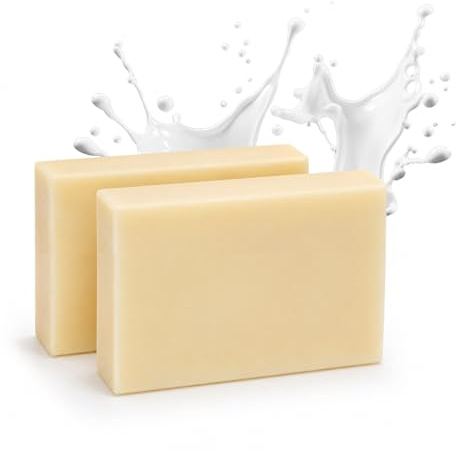 EONFAVE Jabón de leche de cabra, 2 unidades, jabón natural, leche de cabra, jabón de baño para hombres y mujeres, hidratante, para piel hermosa